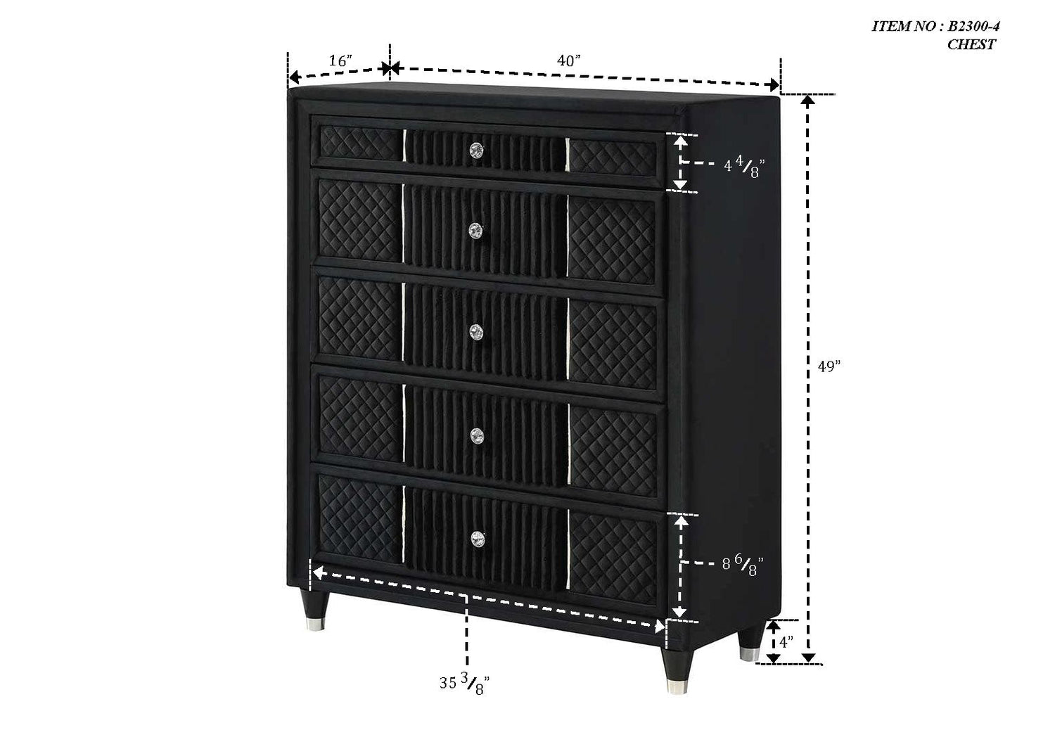 Armany Black Velvet Upholstered Bedroom Set from Crown Mark - Luna Furniture