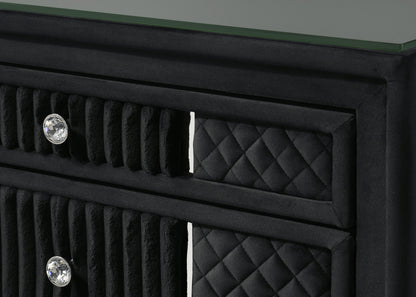 Armany Black Velvet Upholstered Bedroom Set from Crown Mark - Luna Furniture