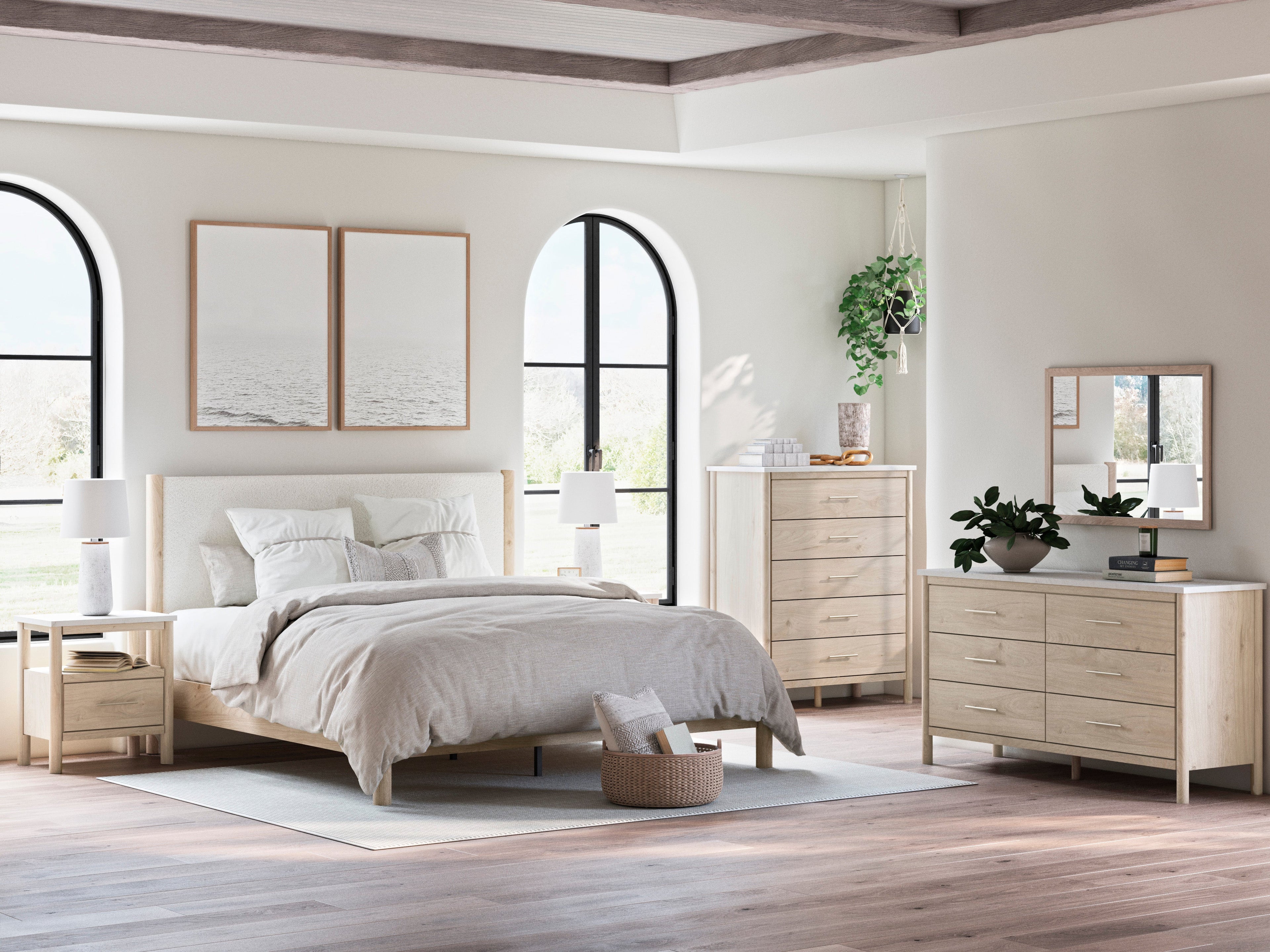 Cadmori Two-tone Upholstered Panel Bedroom Set from Ashley - Luna Furniture