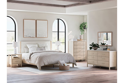 Cadmori Two-tone King Upholstered Panel Bed -  Ashley - Luna Furniture