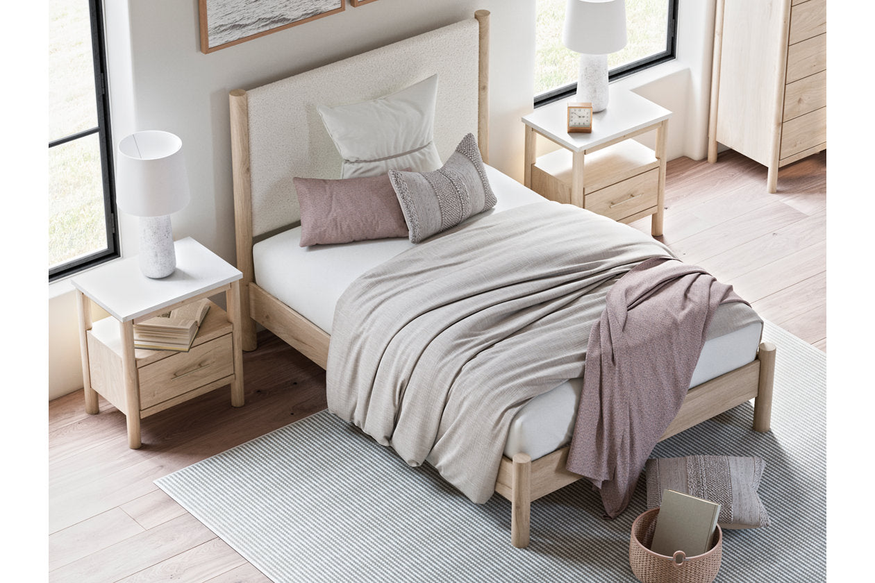 Cadmori Two-tone Full Upholstered Panel Bed -  Ashley - Luna Furniture