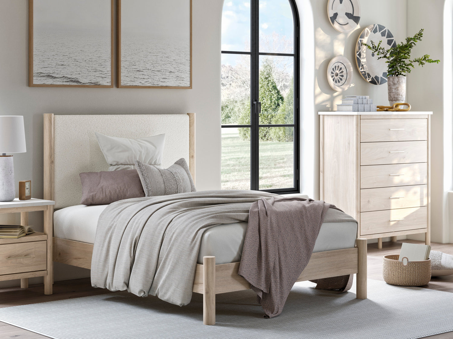 Cadmori Two-tone Upholstered Panel Bedroom Set from Ashley - Luna Furniture