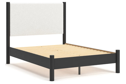 Cadmori Black/White Full Upholstered Panel Bed -  Ashley - Luna Furniture