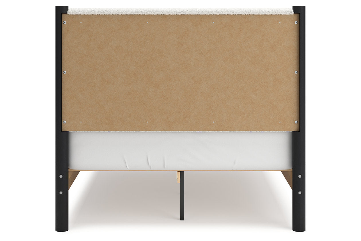 Cadmori Black/White Full Upholstered Panel Bed -  Ashley - Luna Furniture