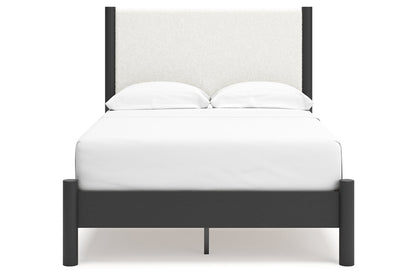 Cadmori Black/White Full Upholstered Panel Bed -  Ashley - Luna Furniture