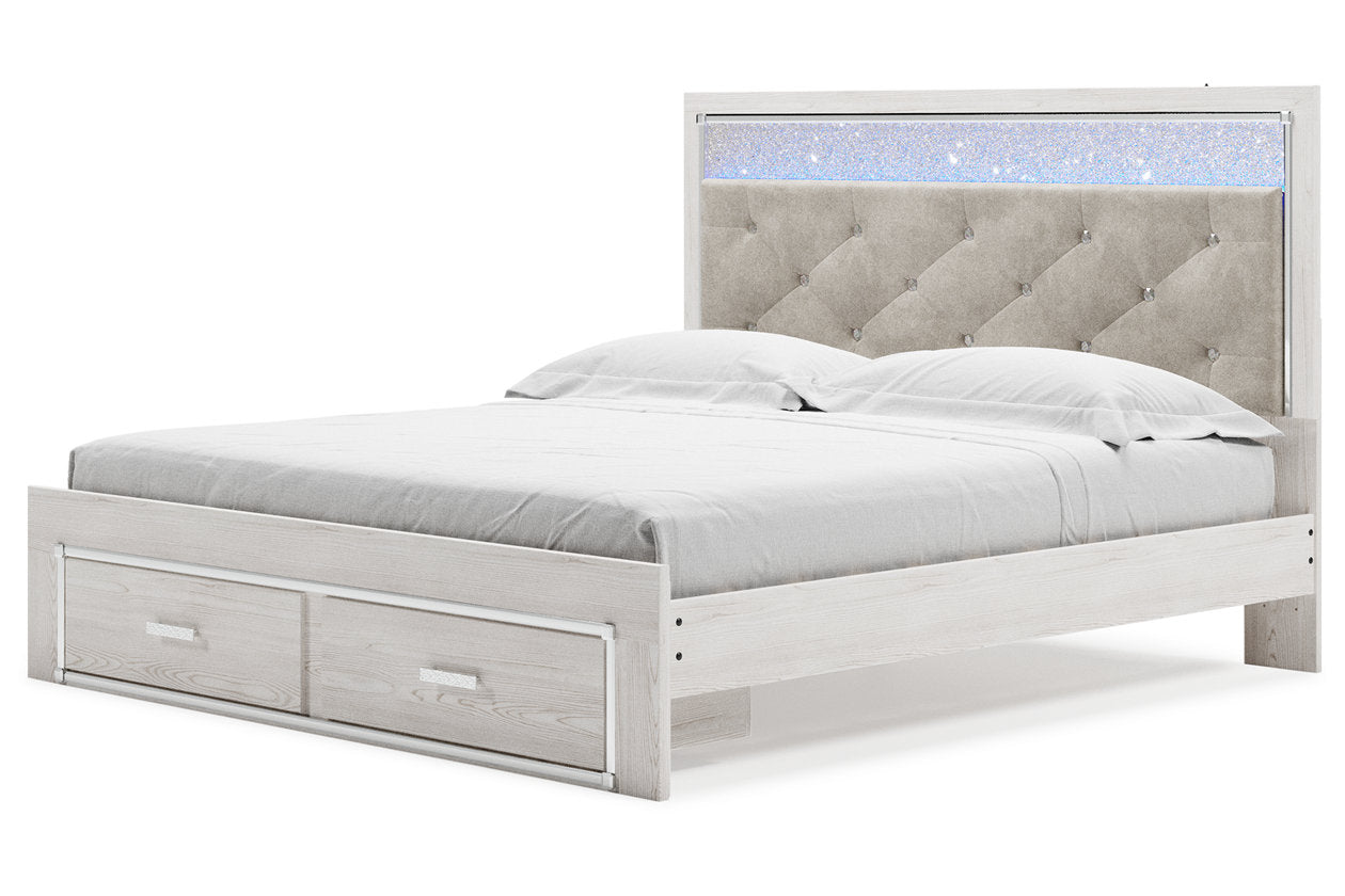 Altyra White King Upholstered Storage Bed from Ashley - Luna Furniture