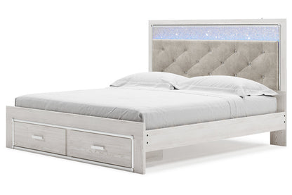 Altyra White King Upholstered Storage Bed from Ashley - Luna Furniture