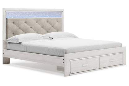 Altyra White King Upholstered Storage Bed from Ashley - Luna Furniture