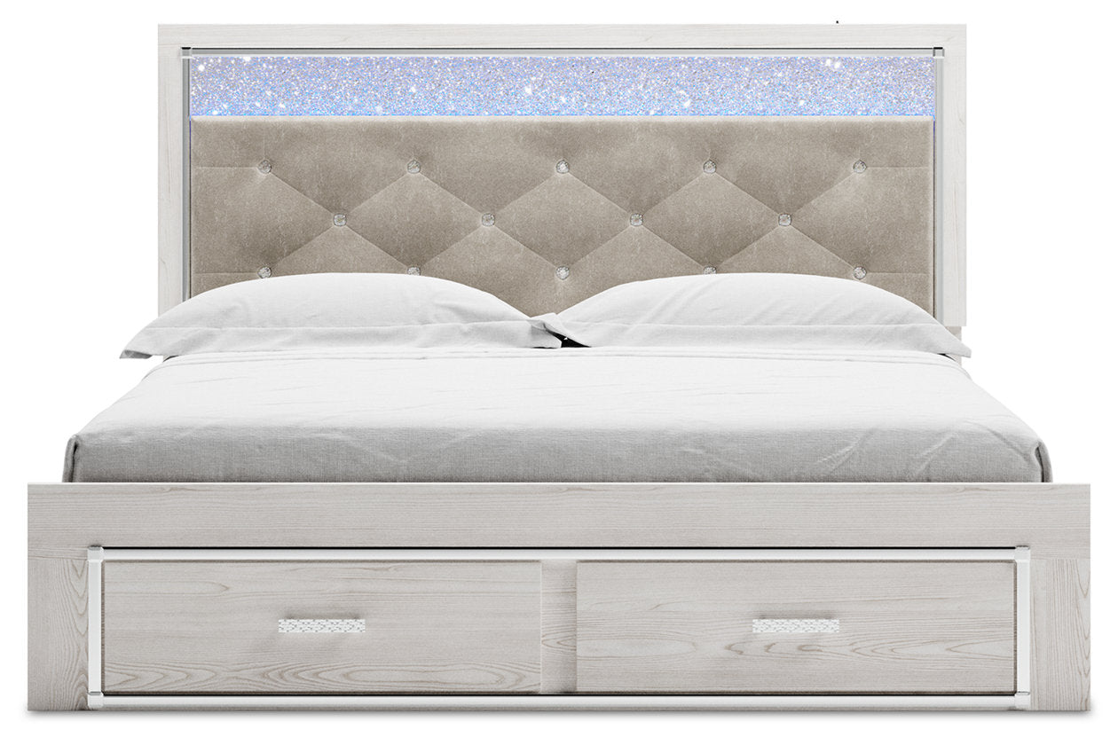 Altyra White King Upholstered Storage Bed from Ashley - Luna Furniture