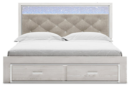 Altyra White King Upholstered Storage Bed from Ashley - Luna Furniture