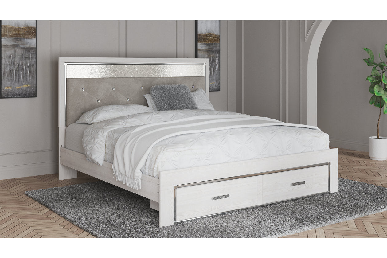 Altyra White King Upholstered Storage Bed from Ashley - Luna Furniture