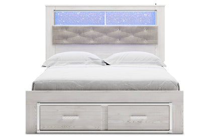 Altyra White Queen Upholstered Panel Bookcase Bed with Storage -  Ashley - Luna Furniture
