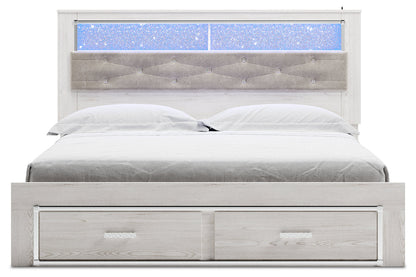Altyra White King Upholstered Bookcase Bed with Storage from Ashley - Luna Furniture