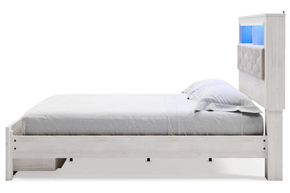 Altyra White King Upholstered Bookcase Bed with Storage from Ashley - Luna Furniture