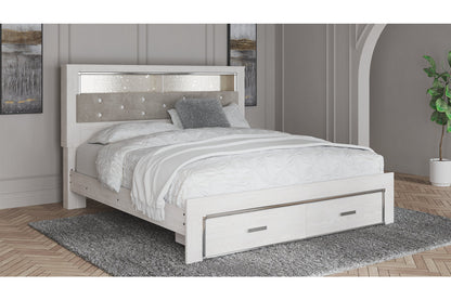 Altyra White King Upholstered Bookcase Bed with Storage from Ashley - Luna Furniture