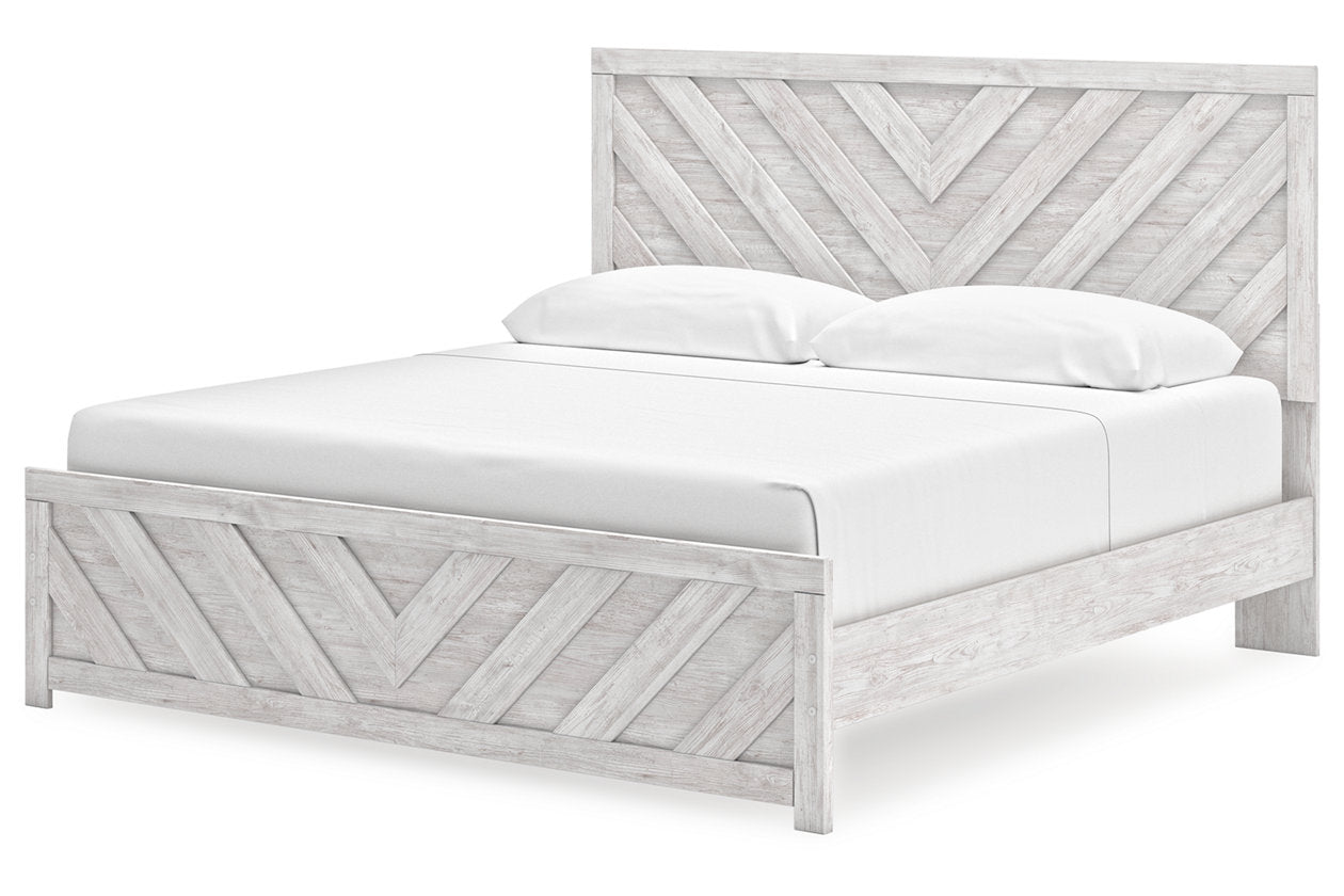 Cayboni Whitewash King Panel Bed -  Ashley - Luna Furniture