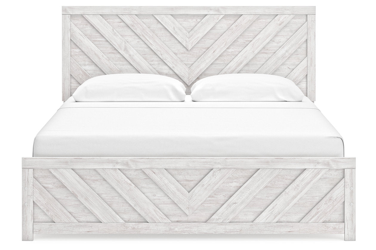 Cayboni Whitewash King Panel Bed -  Ashley - Luna Furniture