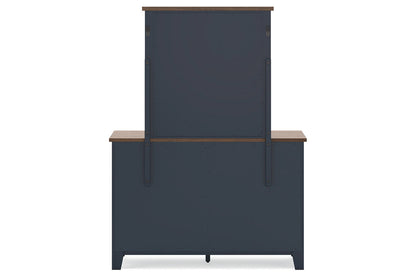Landocken Brown/Blue Dresser and Mirror -  Ashley - Luna Furniture