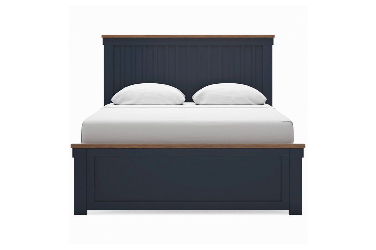 Landocken Brown/Blue Queen Panel Bed -  Ashley - Luna Furniture