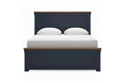Landocken Brown/Blue Queen Panel Bed -  Ashley - Luna Furniture