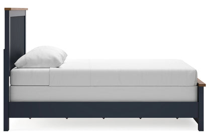 Landocken Brown/Blue Queen Panel Bed -  Ashley - Luna Furniture