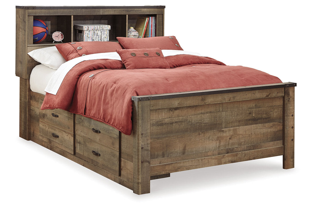 Trinell Brown Full Bookcase Bed with 2 Sided Storage -  Ashley - Luna Furniture