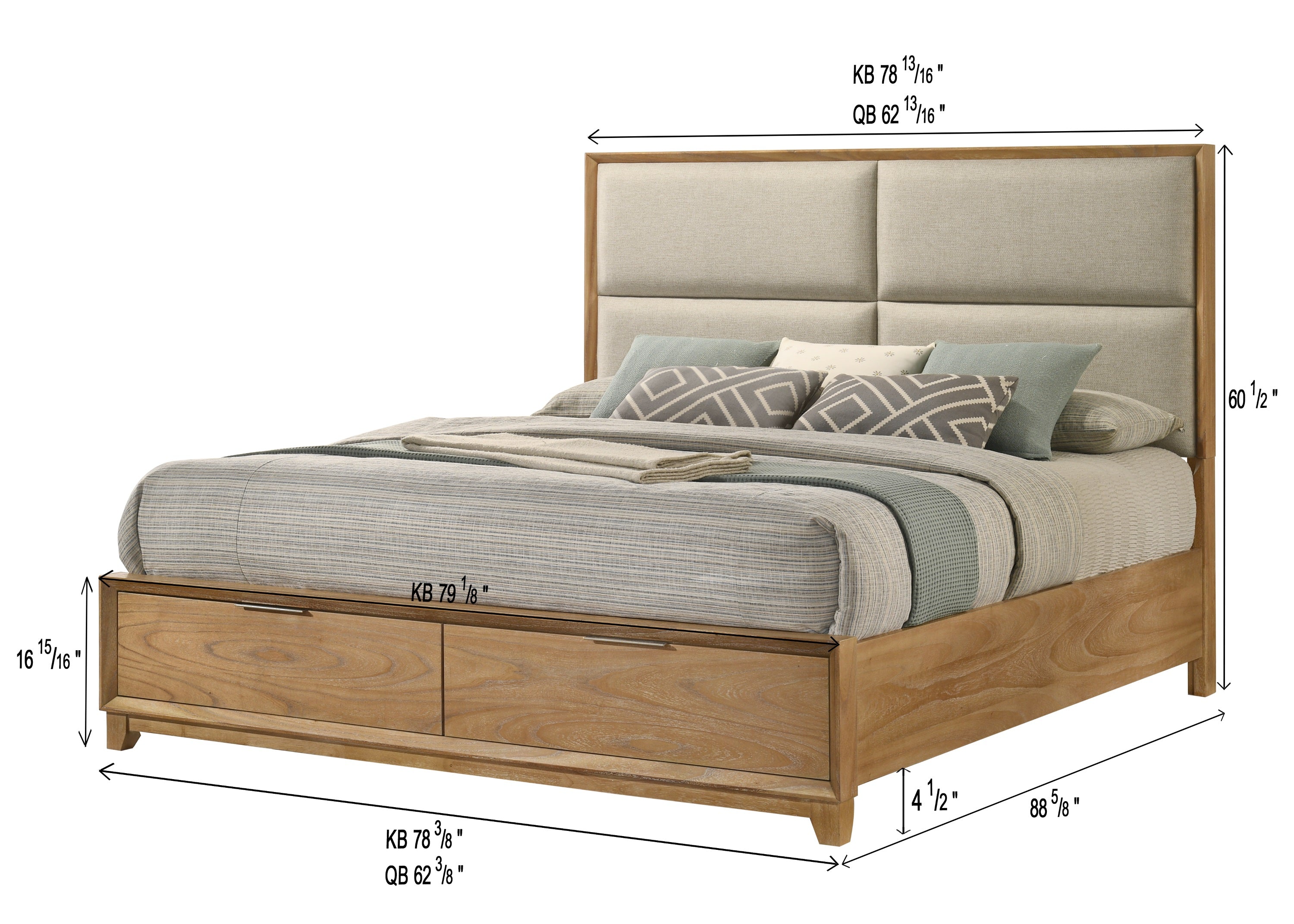 Florian Natural Wood Upholstered Storage Bedroom Set from Crown Mark - Luna Furniture