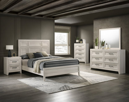 Lorraine Antique White Queen Panel Bed from Crown Mark - Luna Furniture