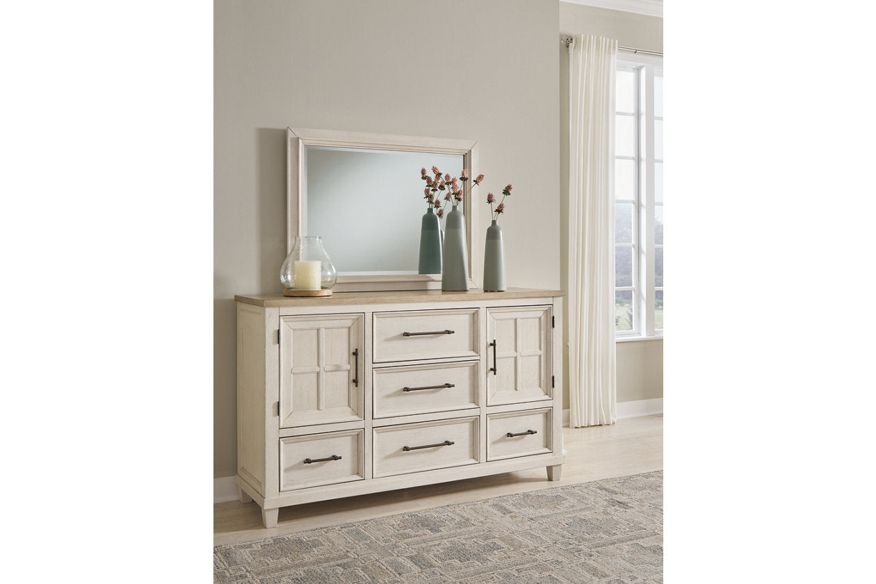 Shaybrock Antique White/Brown Dresser and Mirror -  Ashley - Luna Furniture