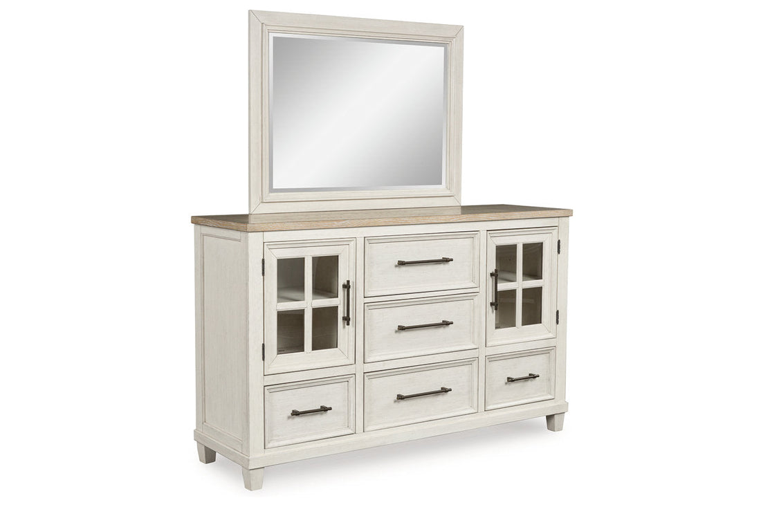 Shaybrock Antique White/Brown Dresser and Mirror -  Ashley - Luna Furniture