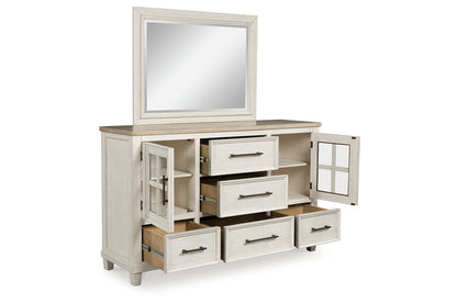 Shaybrock Antique White/Brown Dresser and Mirror -  Ashley - Luna Furniture