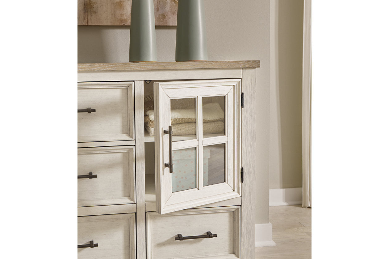 Shaybrock Antique White/Brown Dresser and Mirror -  Ashley - Luna Furniture