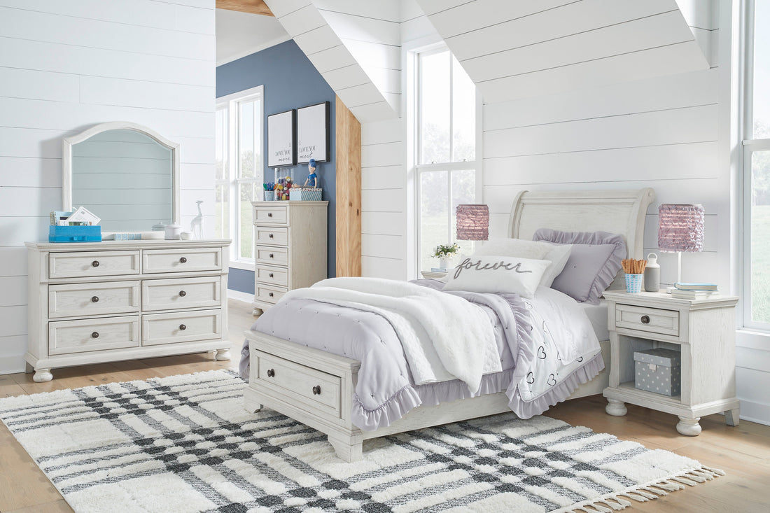 Robbinsdale Antique White Sleigh Storage Bedroom Set from Ashley - Luna Furniture