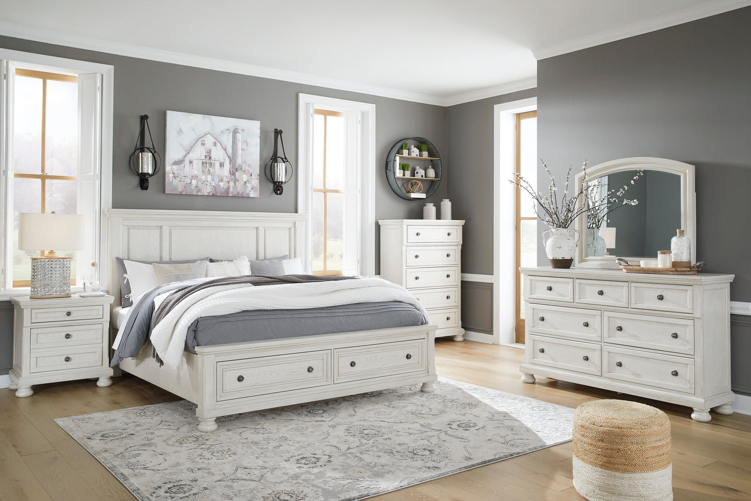 Robbinsdale Antique White Panel Storage Bedroom Set from Ashley - Luna Furniture