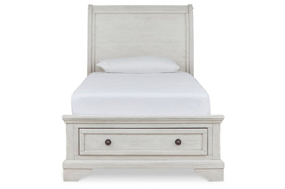 Robbinsdale Antique White Twin Sleigh Storage Bed from Ashley - Luna Furniture