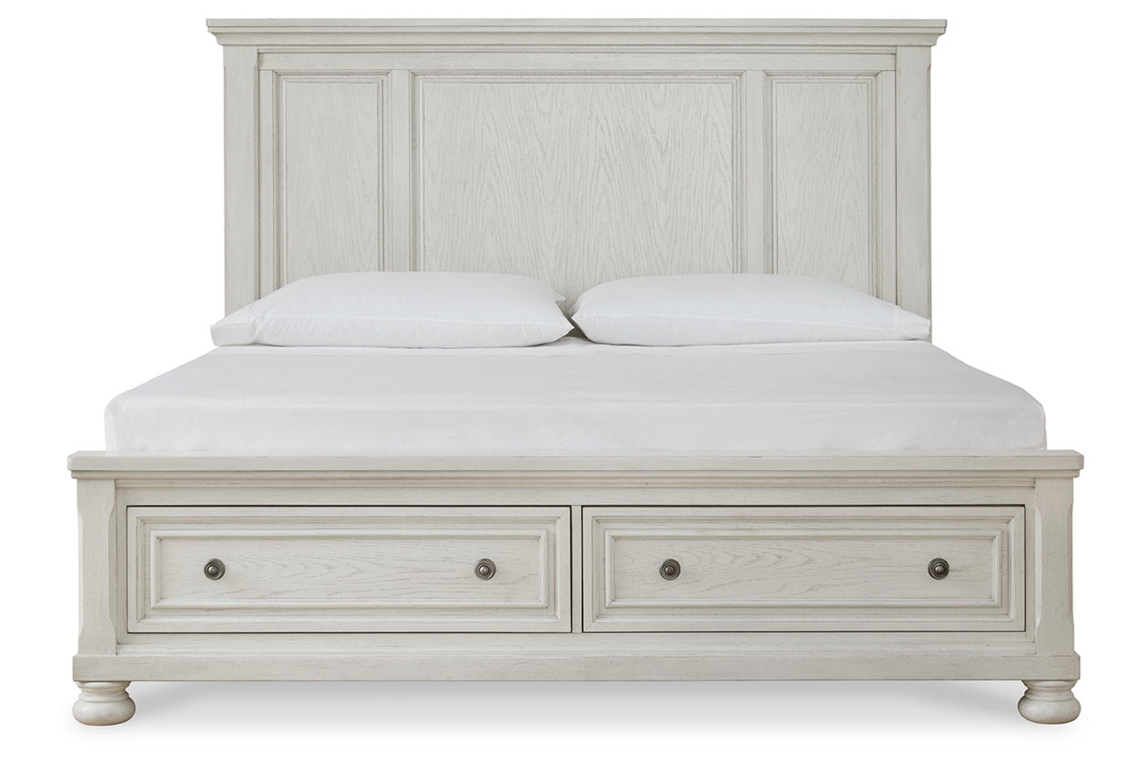 Robbinsdale Antique White Queen Panel Storage Bed -  Ashley - Luna Furniture