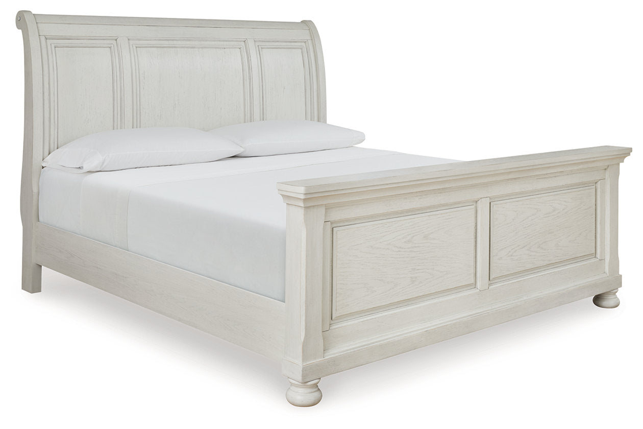 Robbinsdale Antique White Queen Sleigh Bed -  Ashley - Luna Furniture