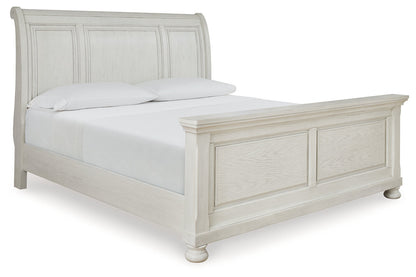 Robbinsdale Antique White Queen Sleigh Bed -  Ashley - Luna Furniture