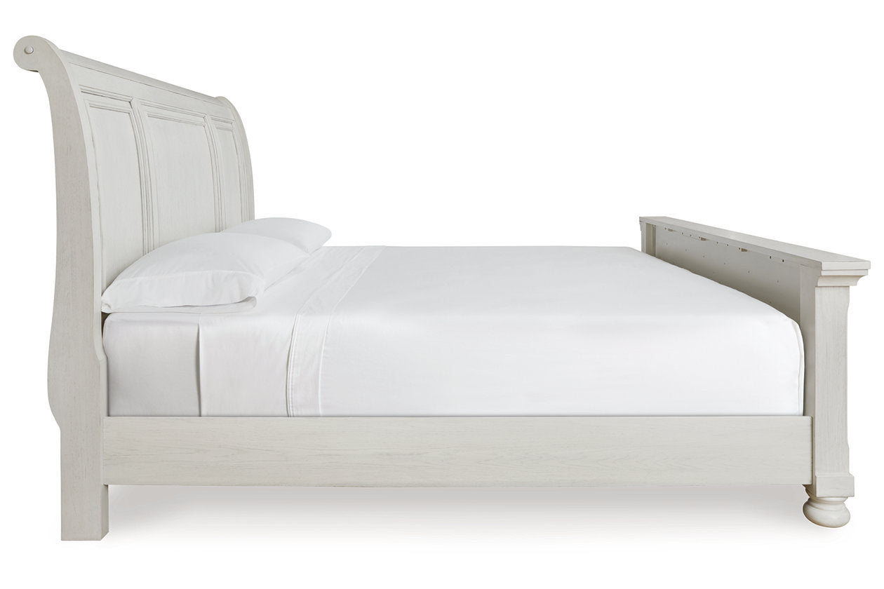 Robbinsdale Antique White Queen Sleigh Bed -  Ashley - Luna Furniture