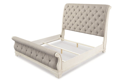 Realyn Chipped White Queen Sleigh Bed -  Ashley - Luna Furniture