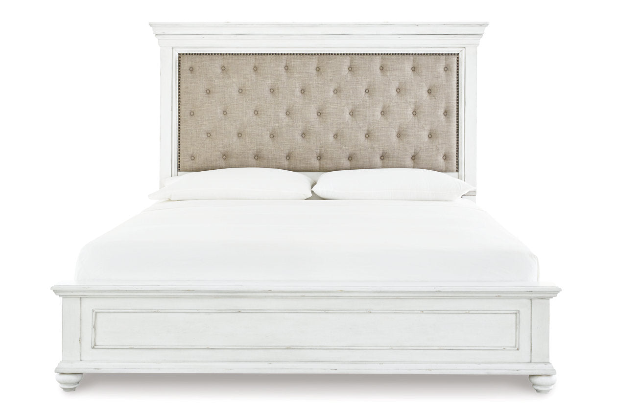 Kanwyn Whitewash California King Panel Bed -  Ashley - Luna Furniture