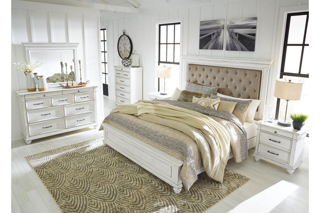 Kanwyn Whitewash California King Panel Bed -  Ashley - Luna Furniture