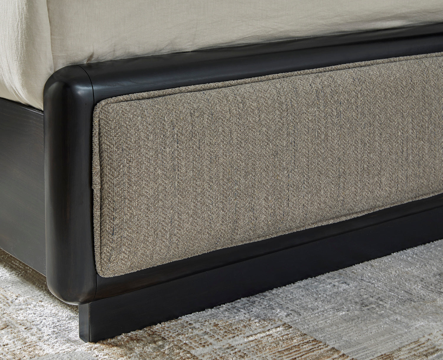 Rowanbeck Gray/Black Upholstered Panel Bedroom Set from Ashley - Luna Furniture