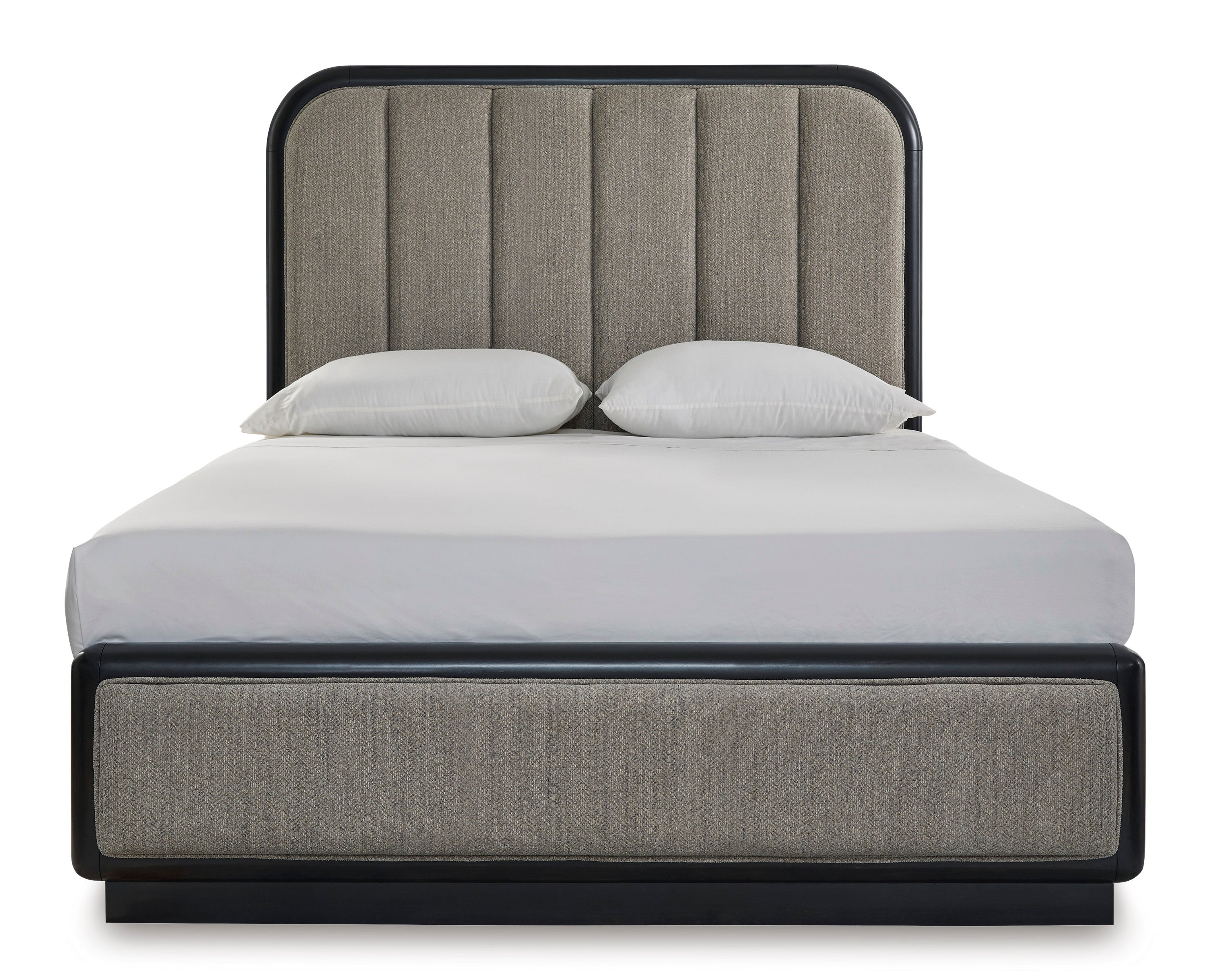 Rowanbeck Gray/Black Upholstered Panel Bedroom Set from Ashley - Luna Furniture