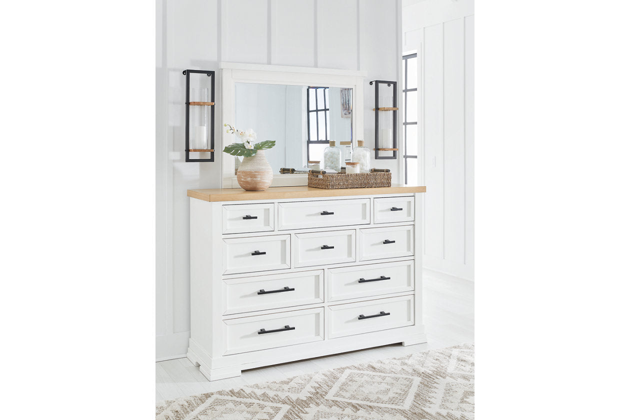 Ashbryn White/Natural Dresser and Mirror -  Ashley - Luna Furniture