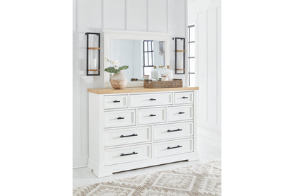 Ashbryn White/Natural Dresser and Mirror -  Ashley - Luna Furniture