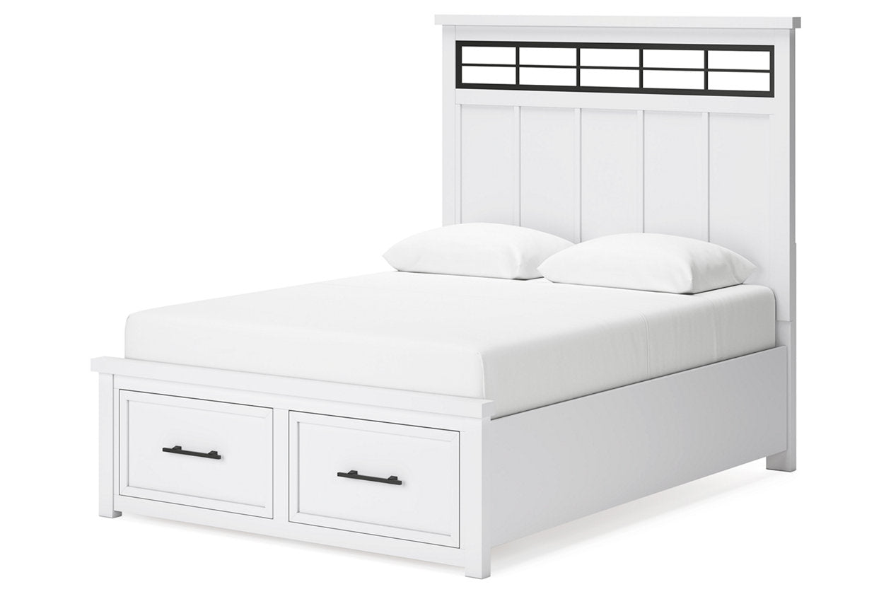Ashbryn White/Natural Queen Platform Storage Bed -  Ashley - Luna Furniture