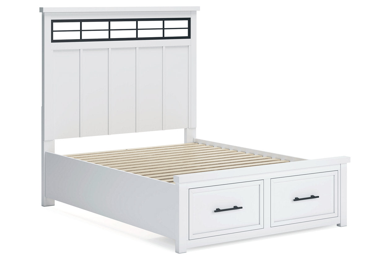 Ashbryn White/Natural Queen Platform Storage Bed -  Ashley - Luna Furniture
