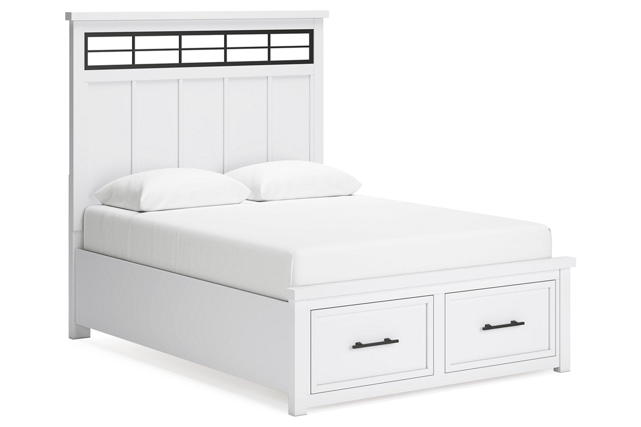 Ashbryn White/Natural Queen Platform Storage Bed -  Ashley - Luna Furniture