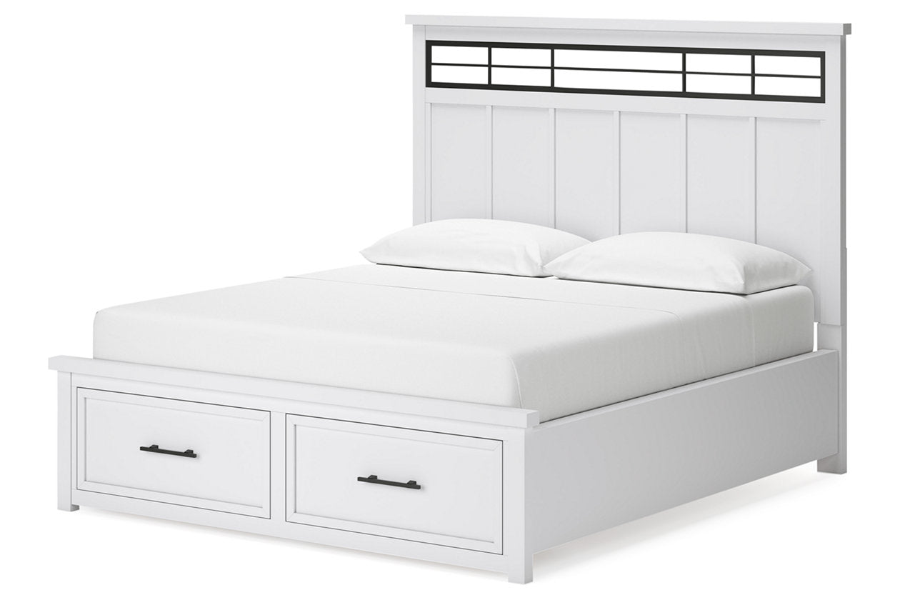 Ashbryn White/Natural California King Panel Storage Bed -  Ashley - Luna Furniture